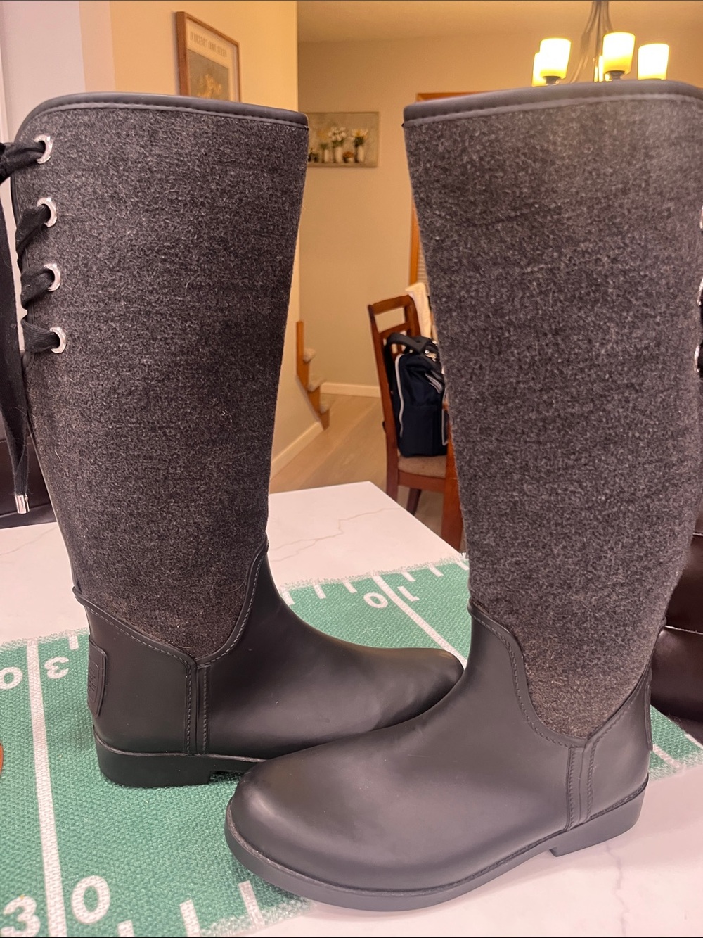 Coach Women's Black and Gray Tall Lace-up Rain Boots- rare find! - Picture 5 of 13